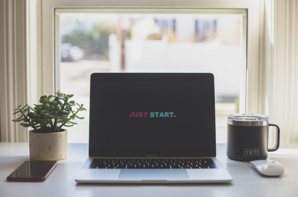 Just Start Your Job Search computer desk image