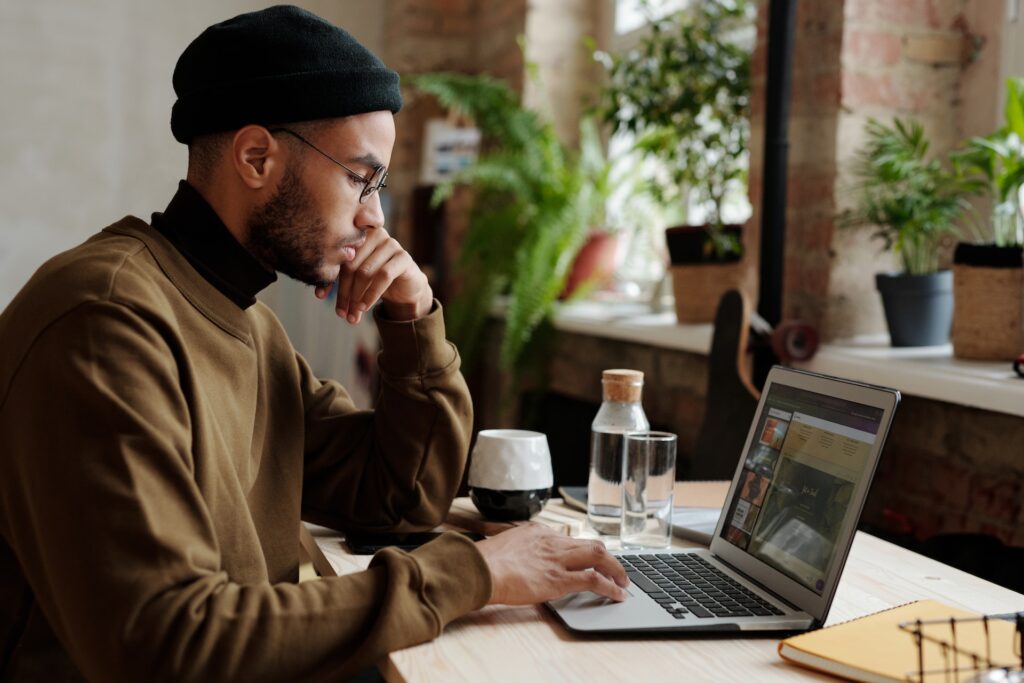 work-life balance man working on a computer