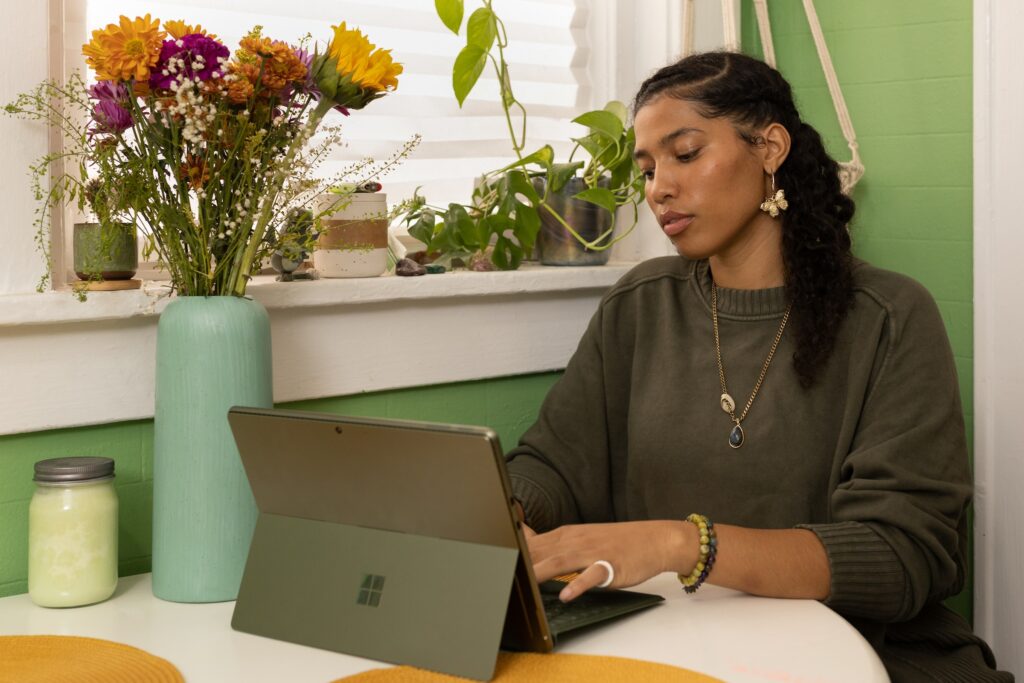 Woman Typing on a Computer Job Skills