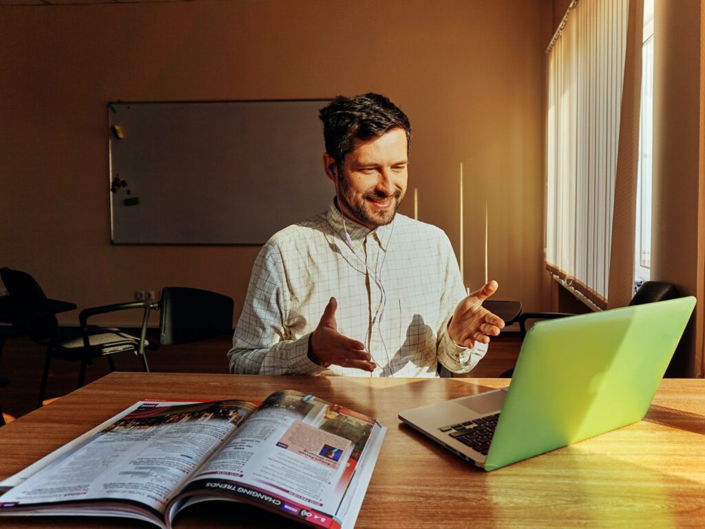 Happy guy Working on Laptop