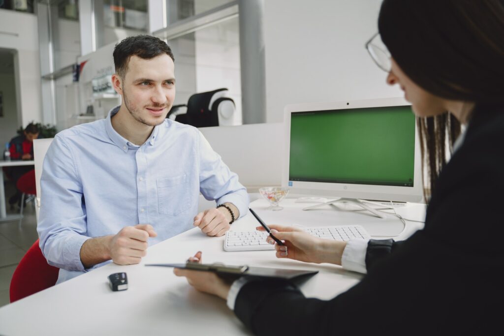 man sitting job interview